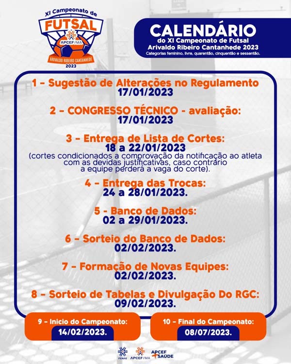 CALENDÁRIO FUTSAL 2023