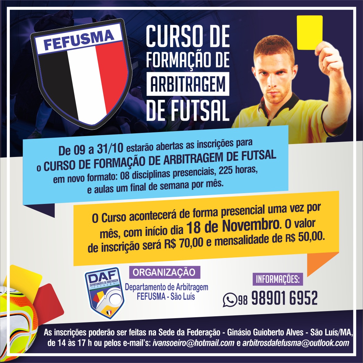 CURSO DE FORMAÇÃO DE ARBITRAGEM (FEFUSMA)
